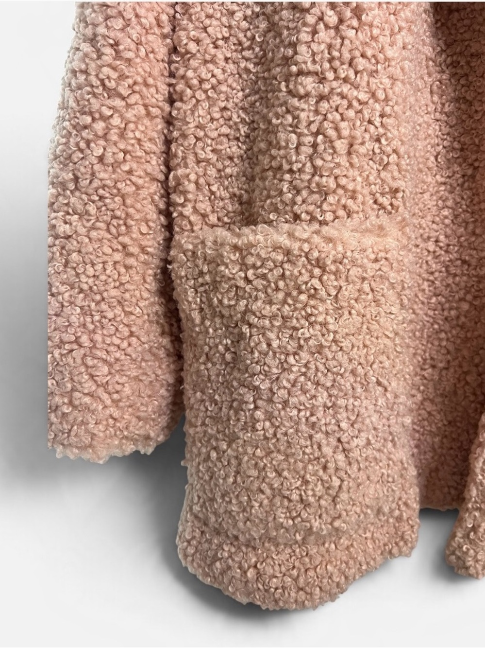 Martha Stewart New Pink Plush Teddy Bear Coat Jacket Faux Fur Sherpa Large - Picture 5 of 8